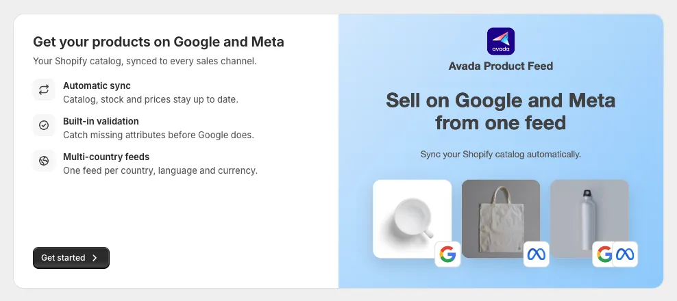 The welcome screen of the setup wizard with the Get started button