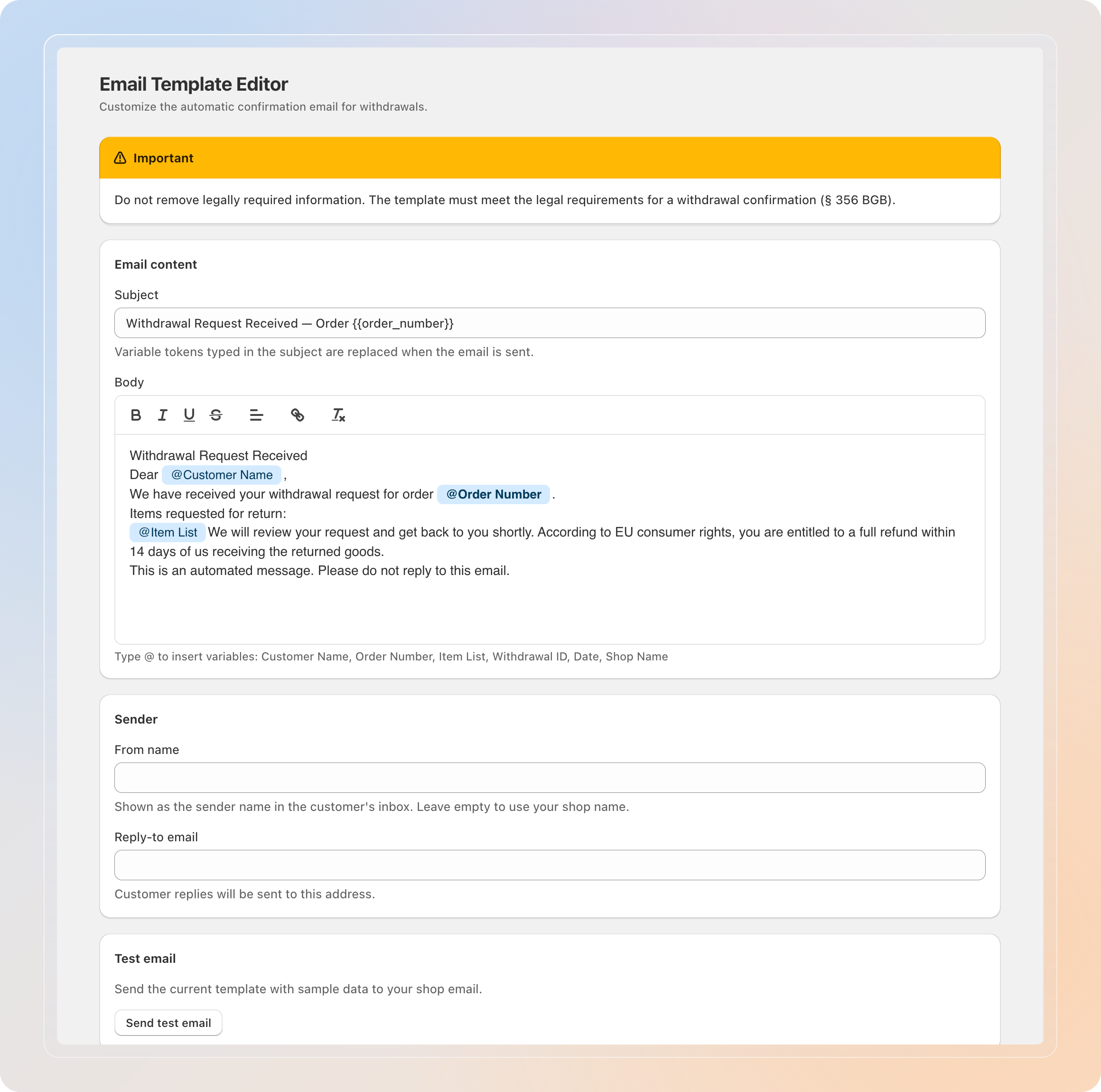 Email template editor