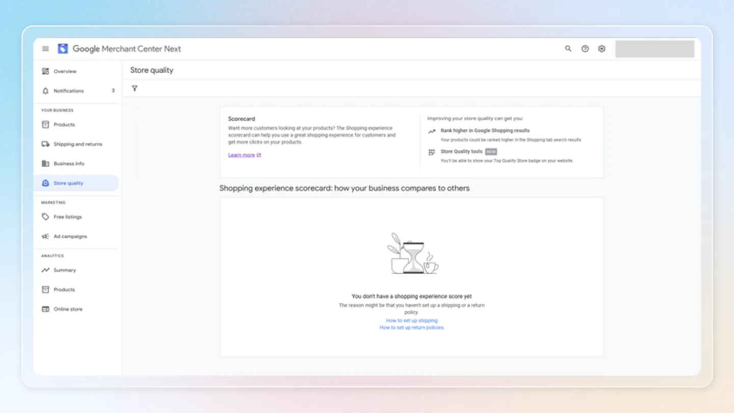 Monitor your Store quality performance in Google Merchant Center