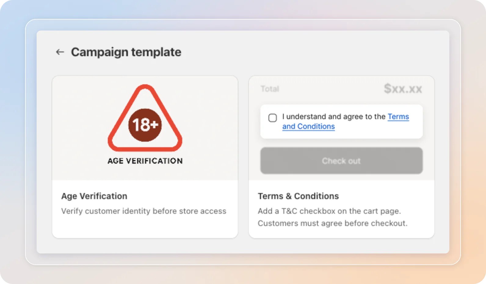 Select the Age Verification template