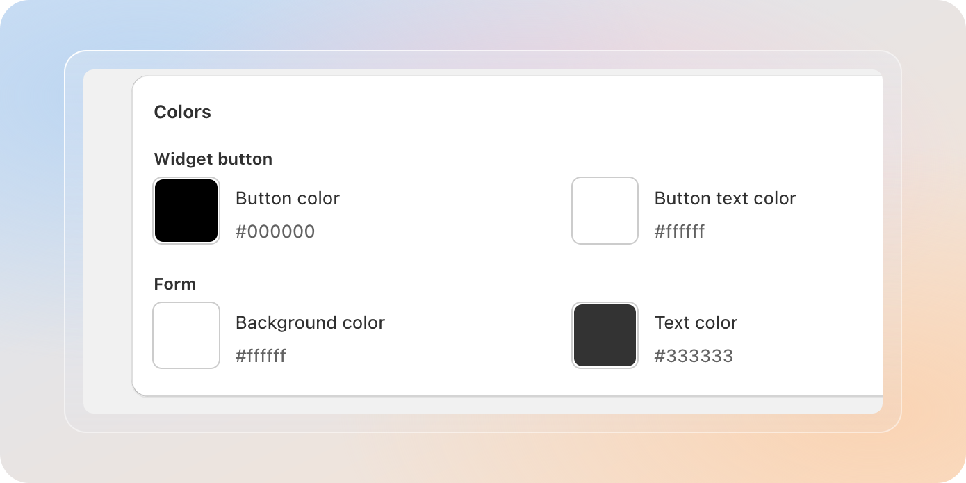 Set the form colors