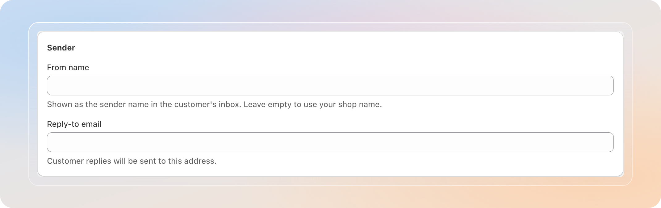 Set the sender details