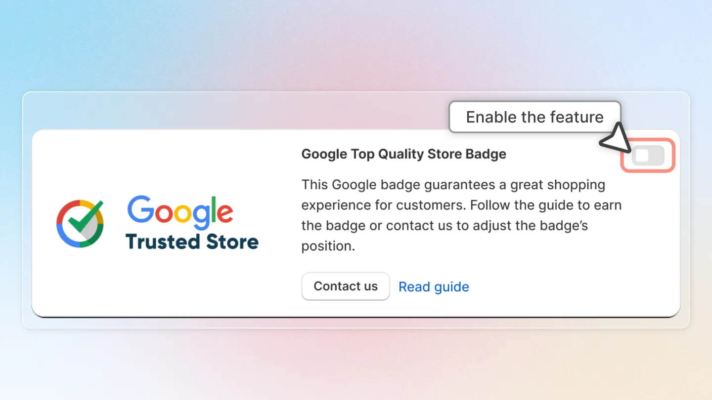 Air Reviews settings showing the option to enable the Google Top Quality Store Badge.