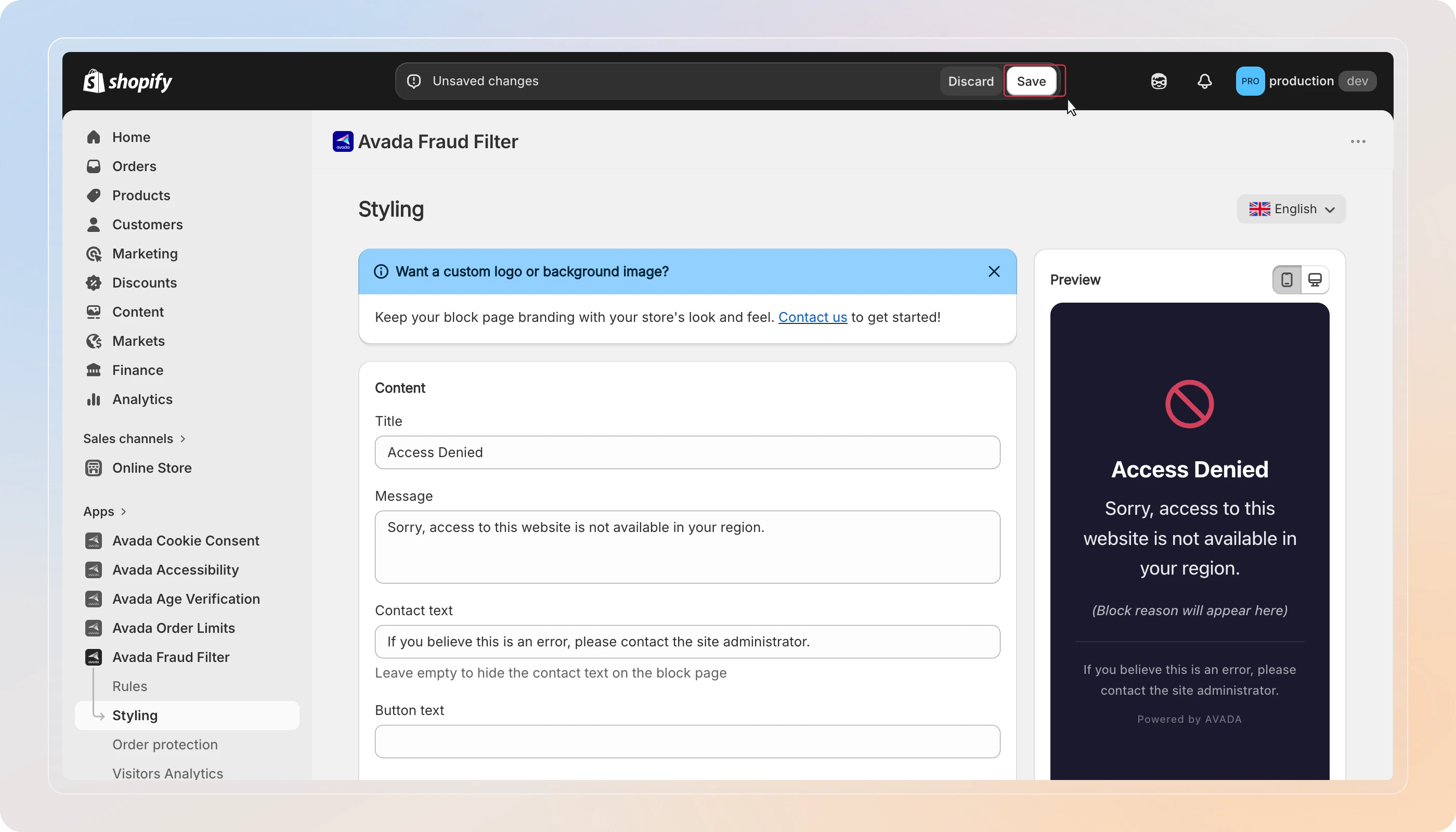Preview and save