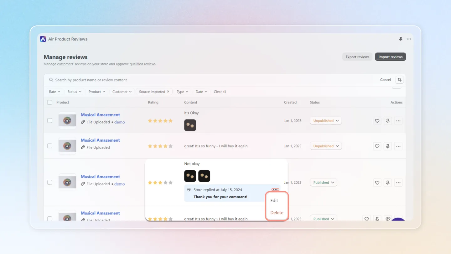 Air Reviews screenshot