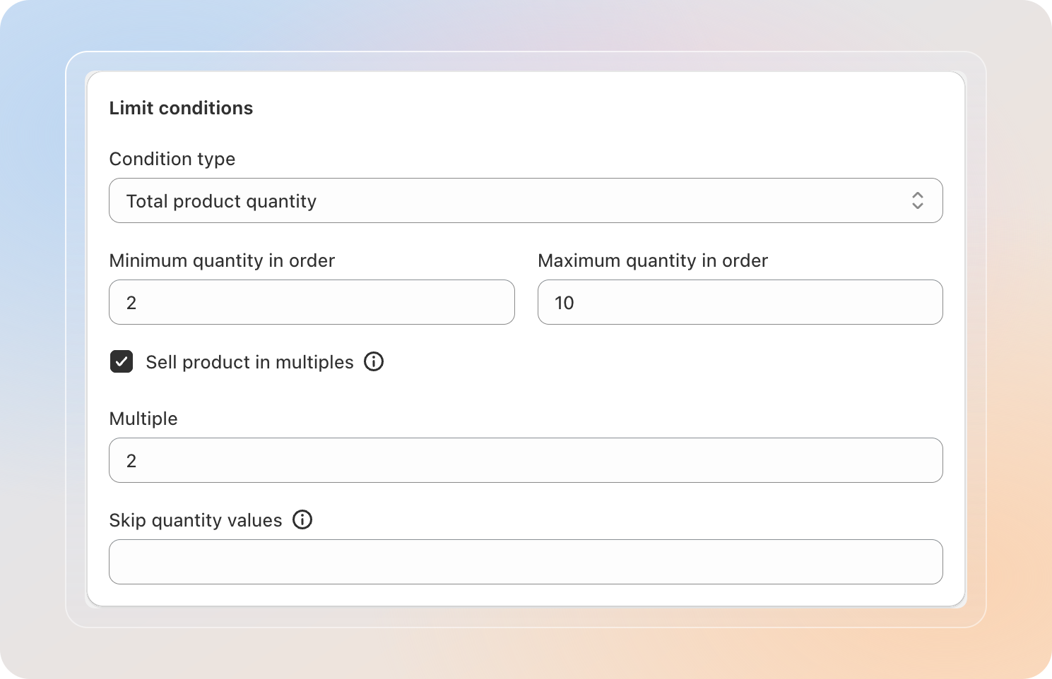 Limit conditions