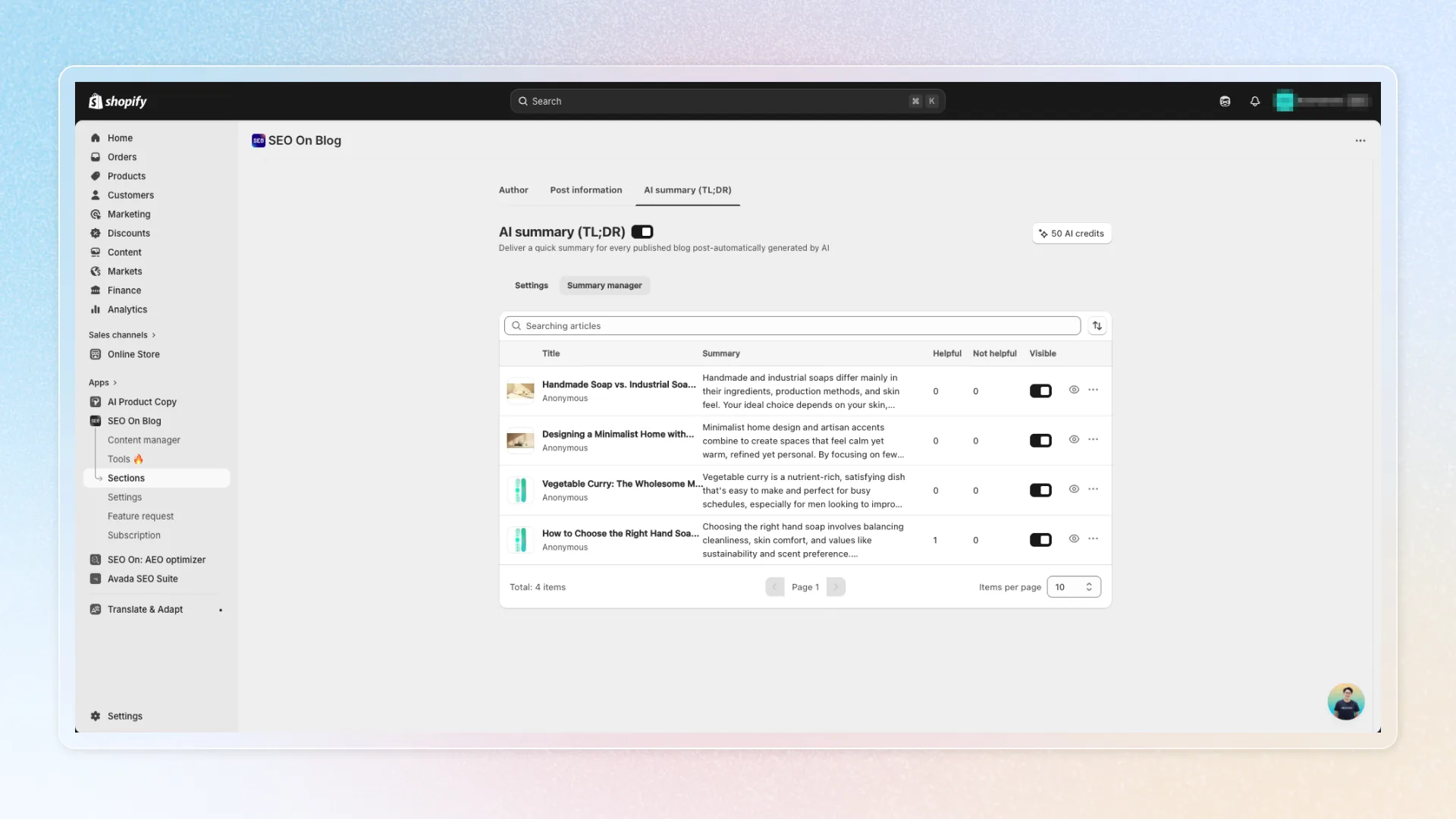 Summary Manager