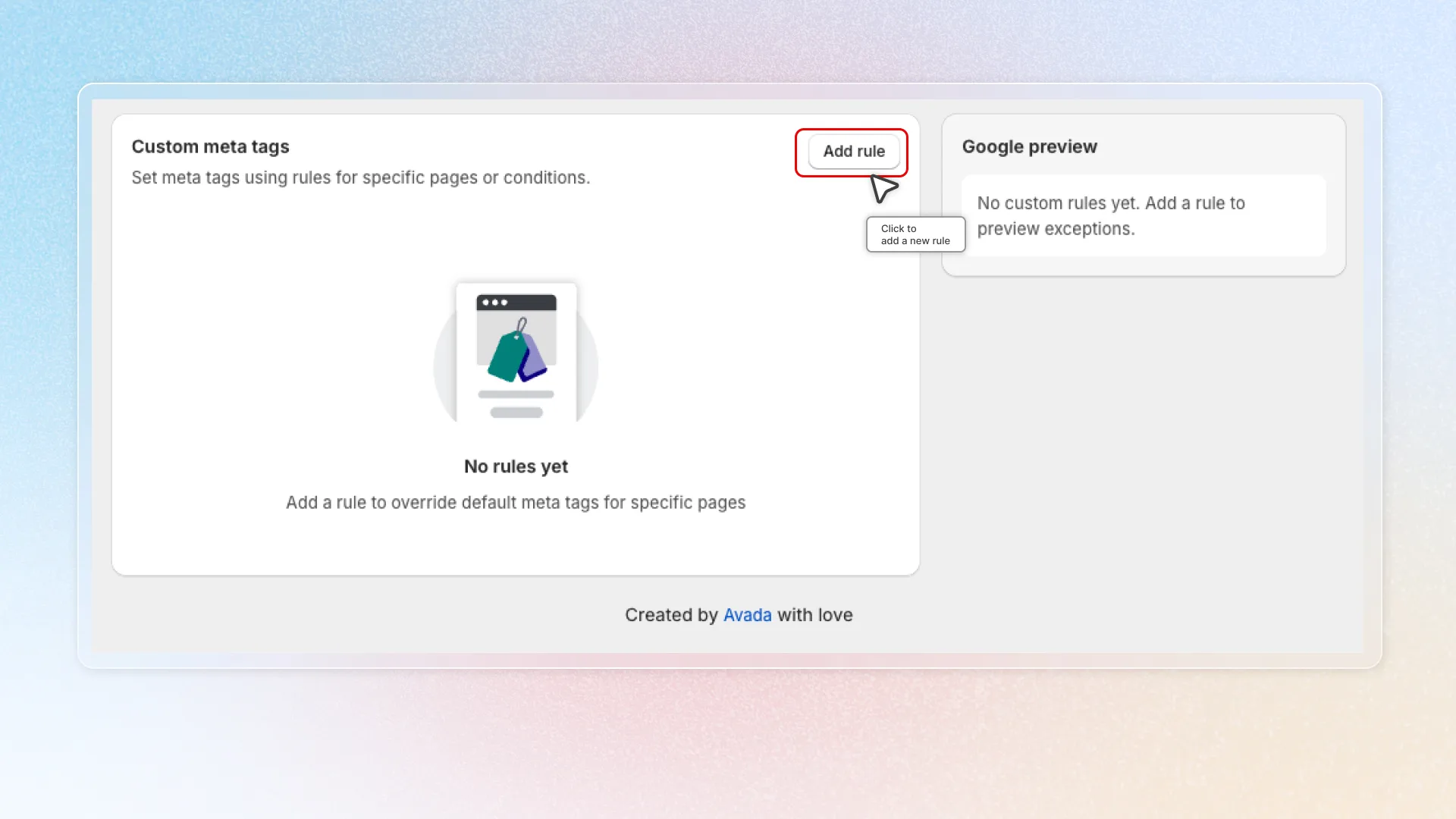 Add custom meta tags rule