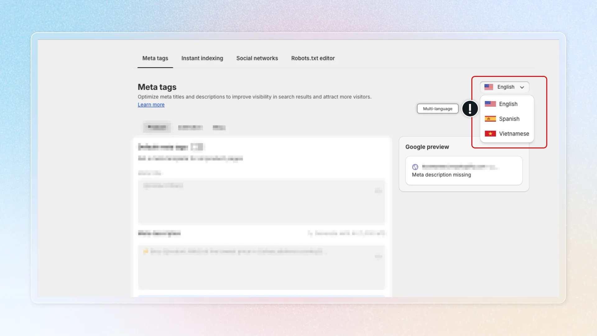 Multi-language meta tags