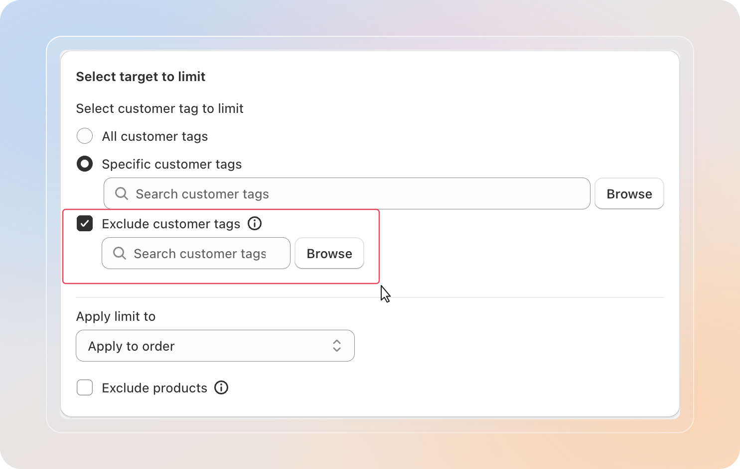 Exclude customer tags