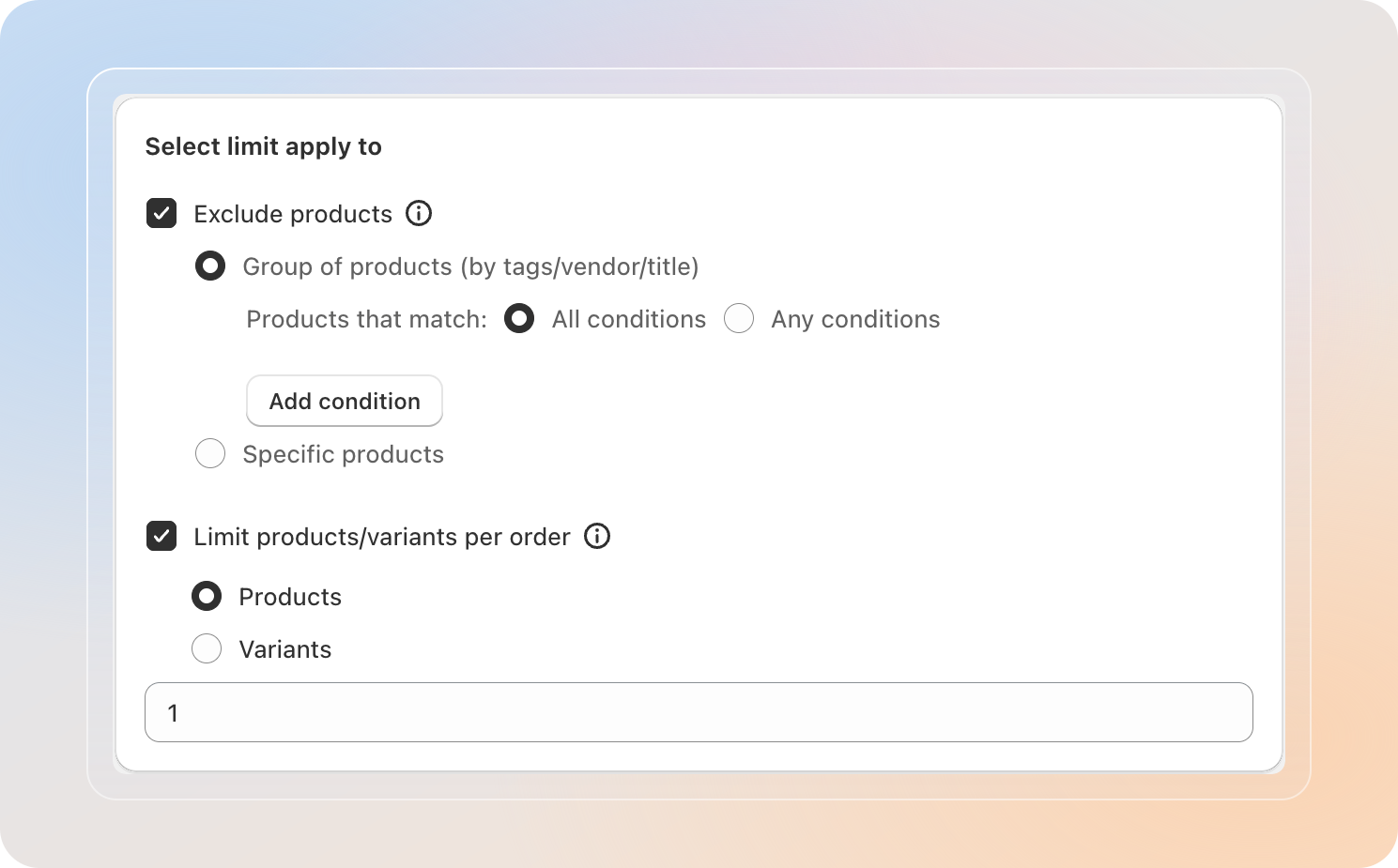 Scope the order limit