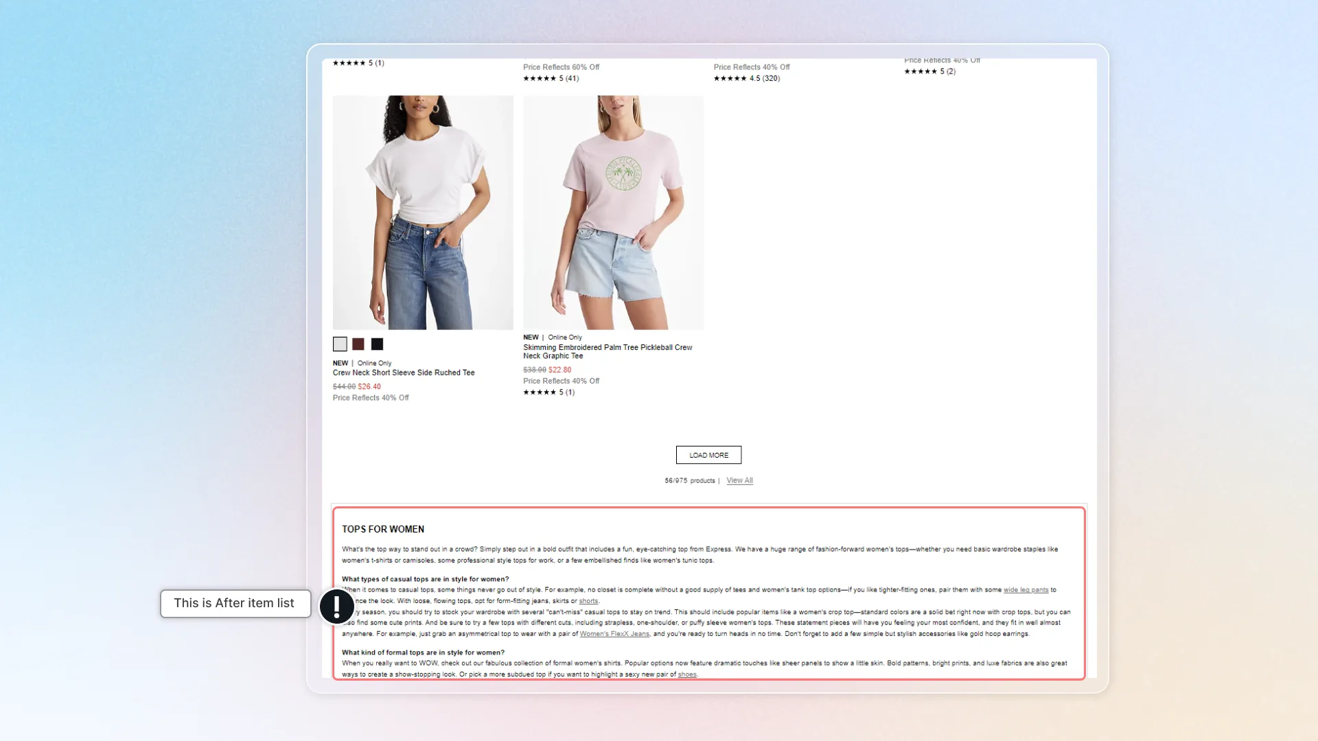 After item list content look on your website