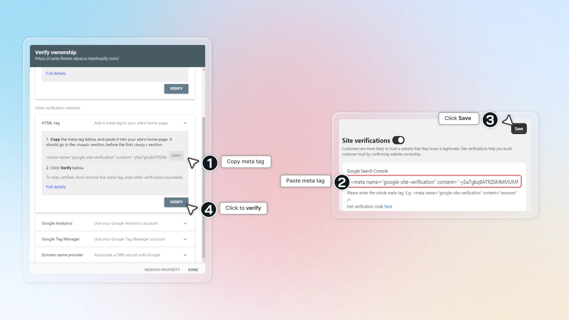 How to verify site on various web management tools 2