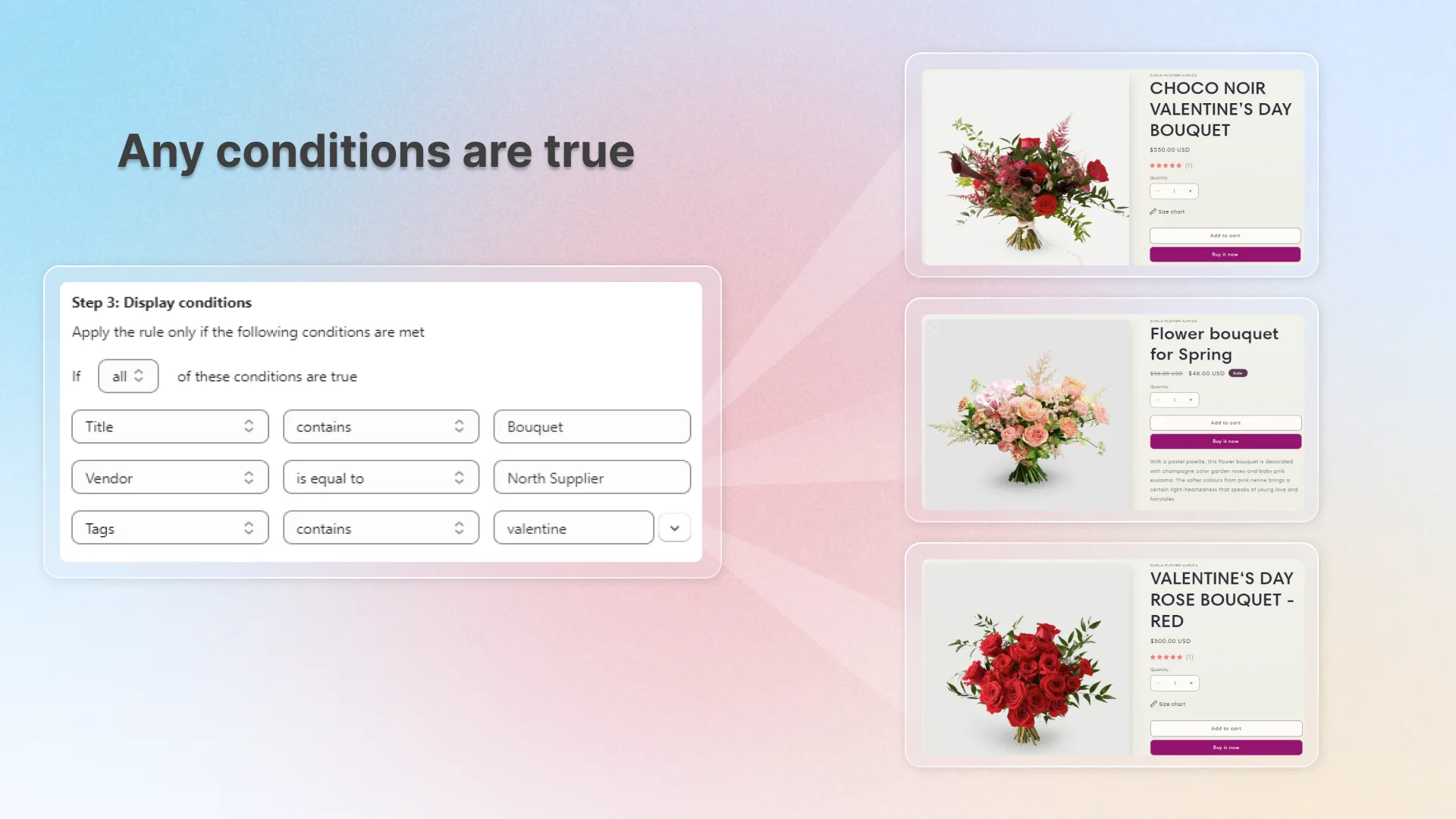 How OR conditions work in meta tags rules