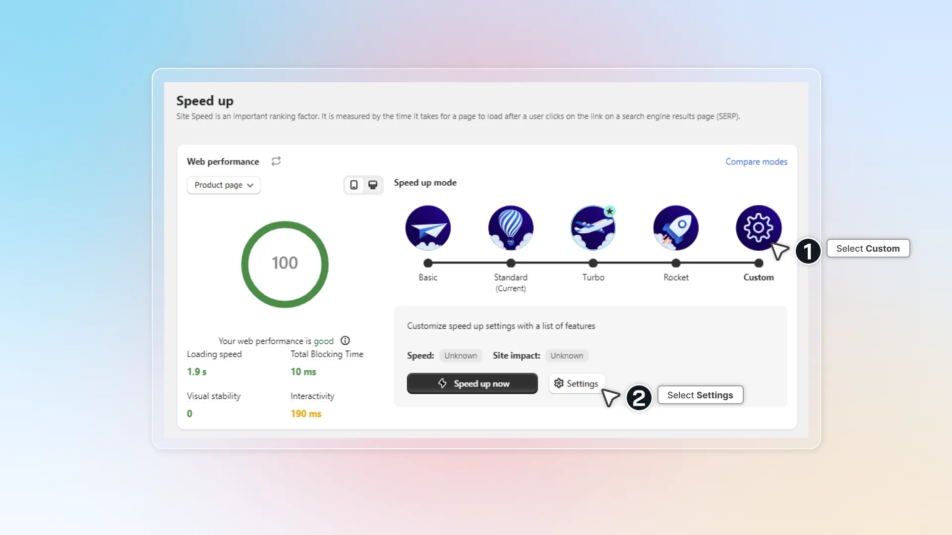speed up custom mode