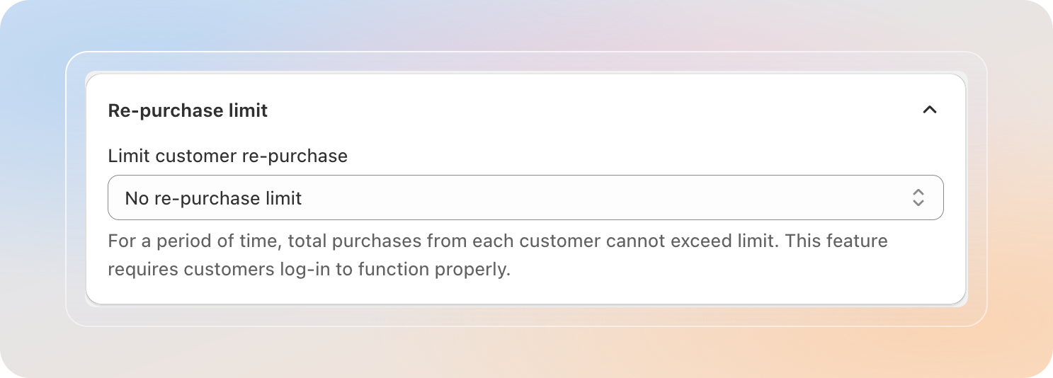 Re-purchase limit section