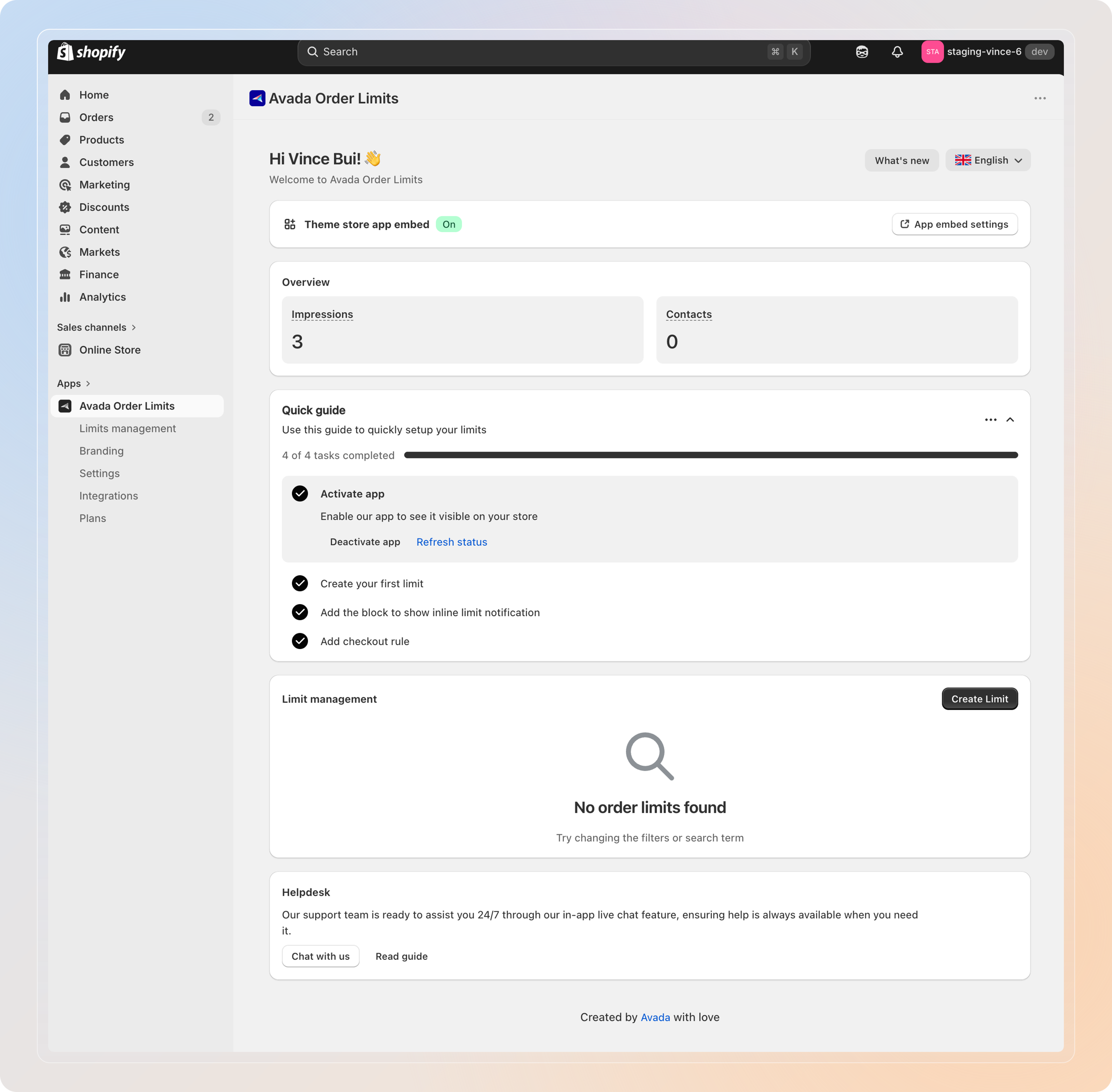 Dashboard overview