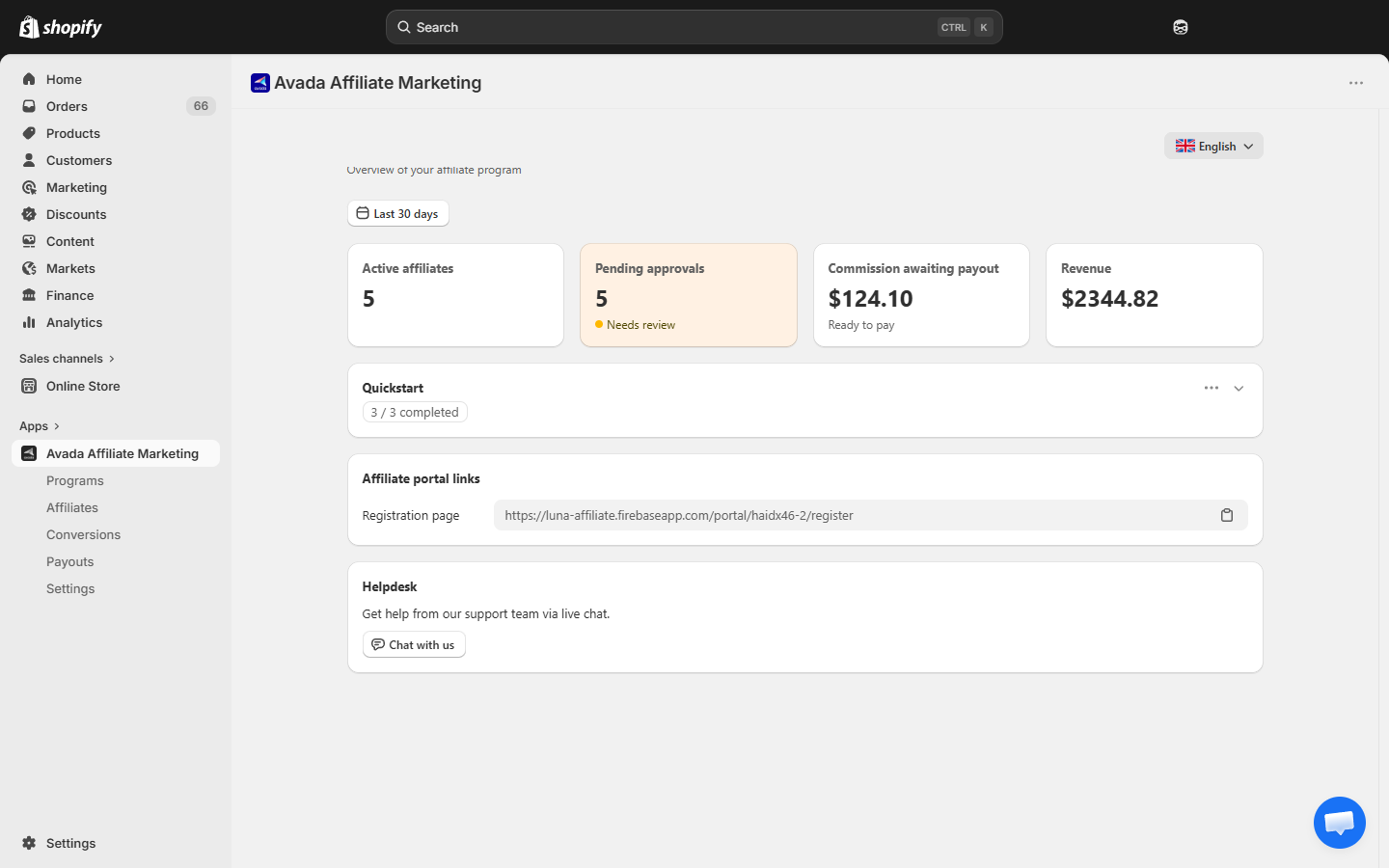 Admin dashboard overview