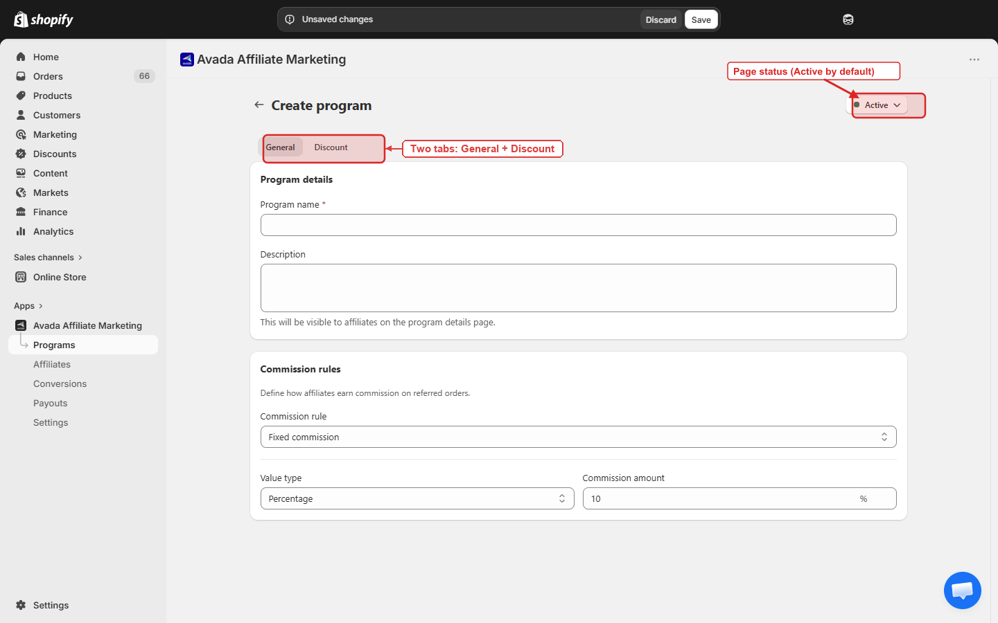 Create program form