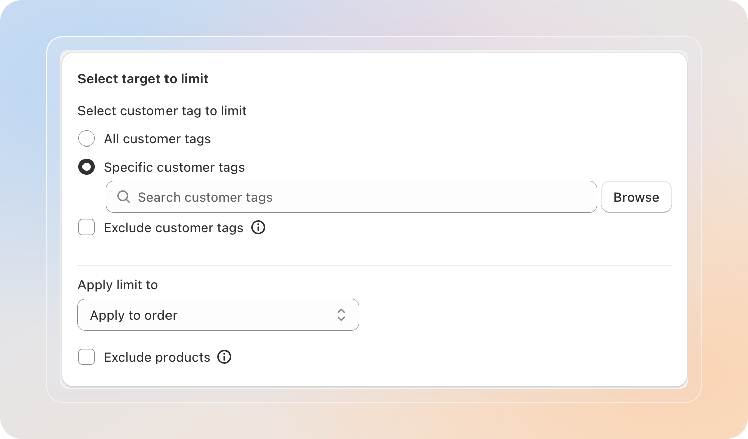 Select customer tag scope
