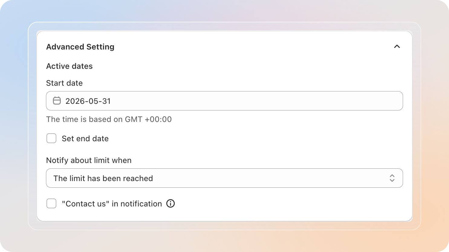 Advanced settings