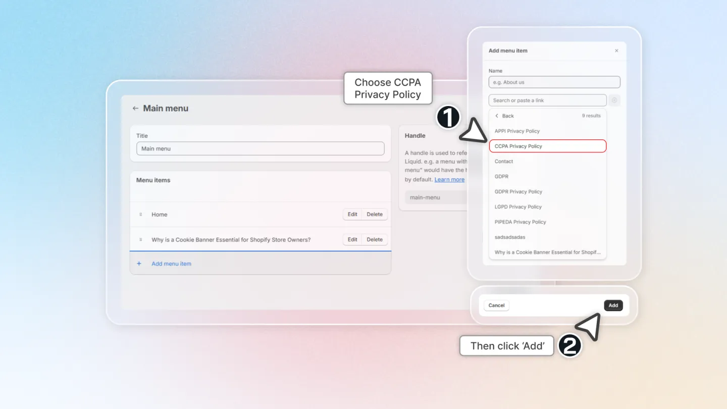 Select privacy link