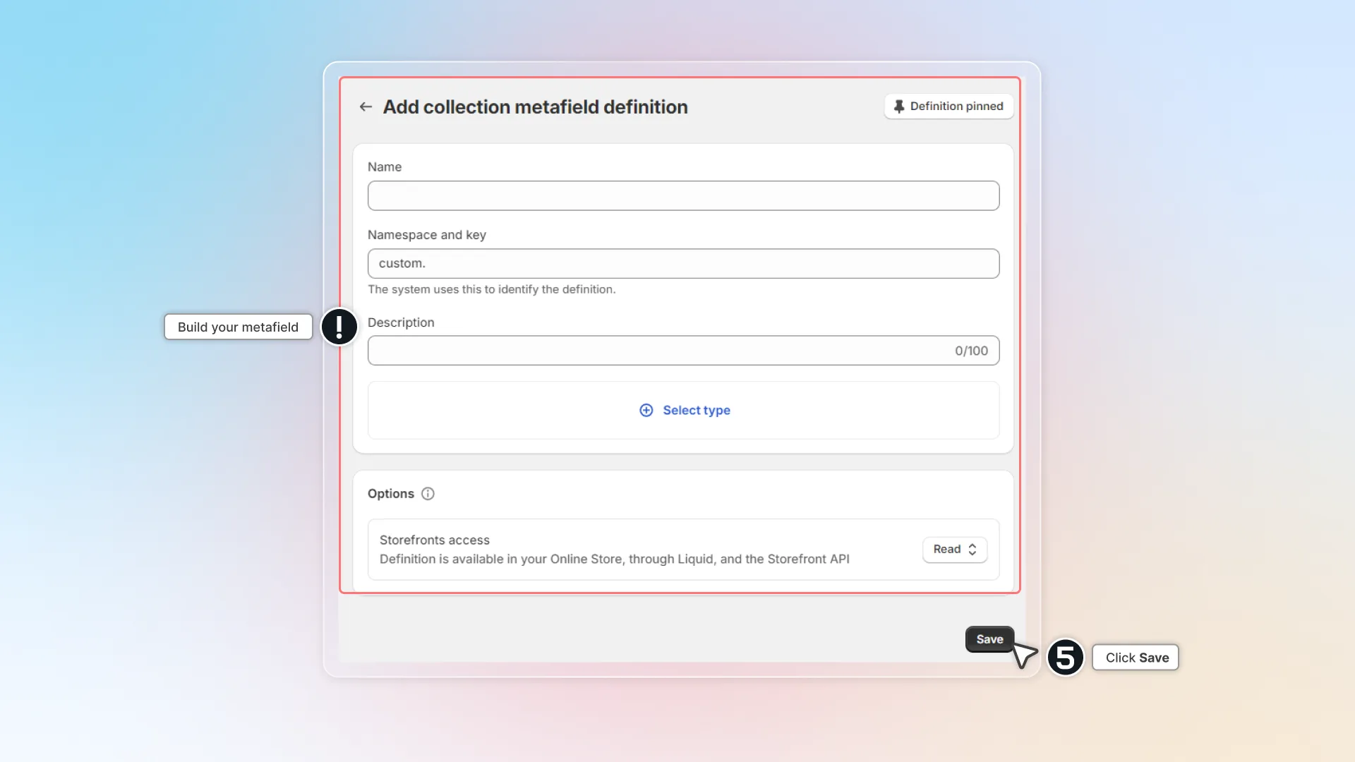 Add collection metafield definition