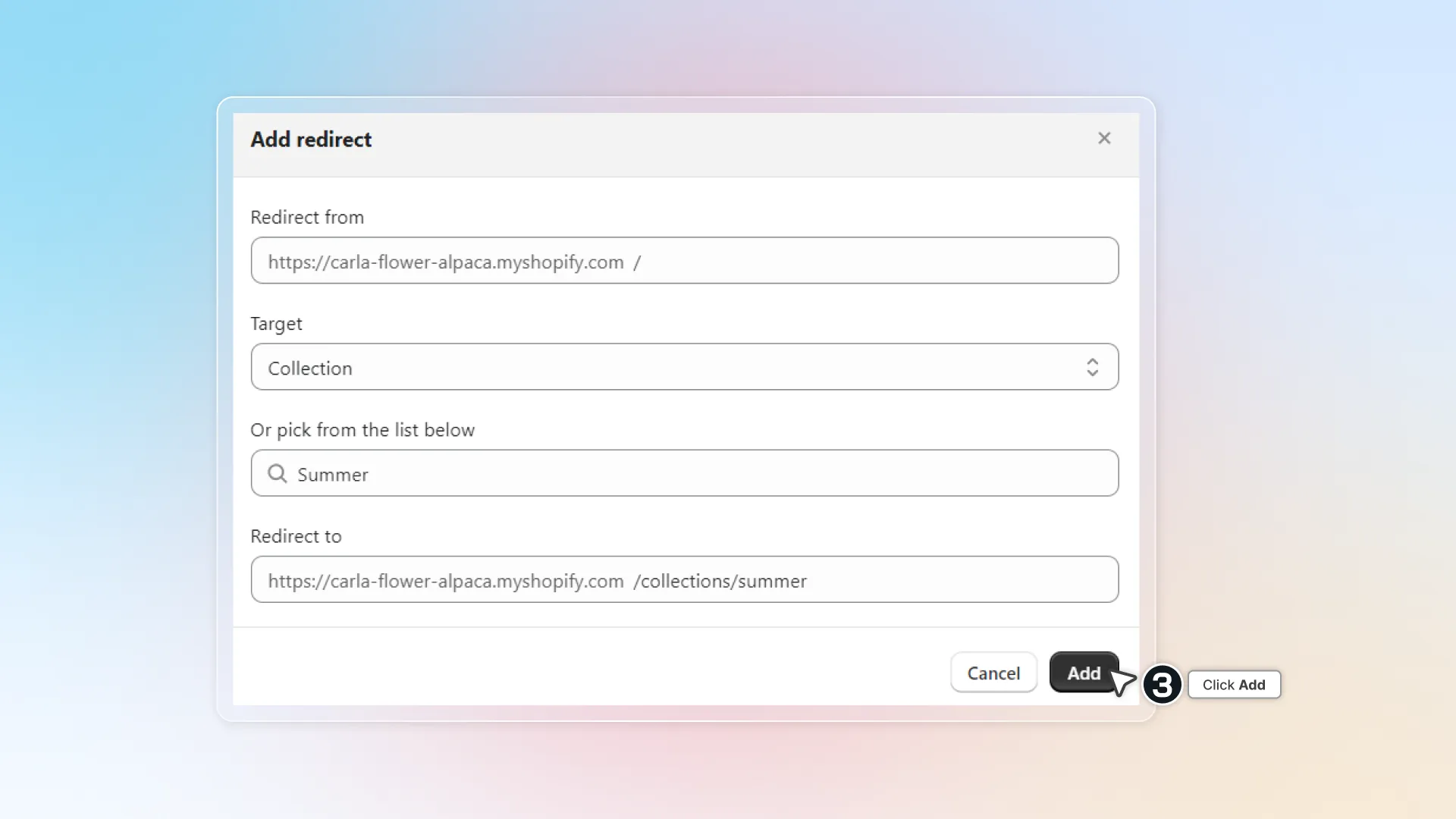 Add redirect