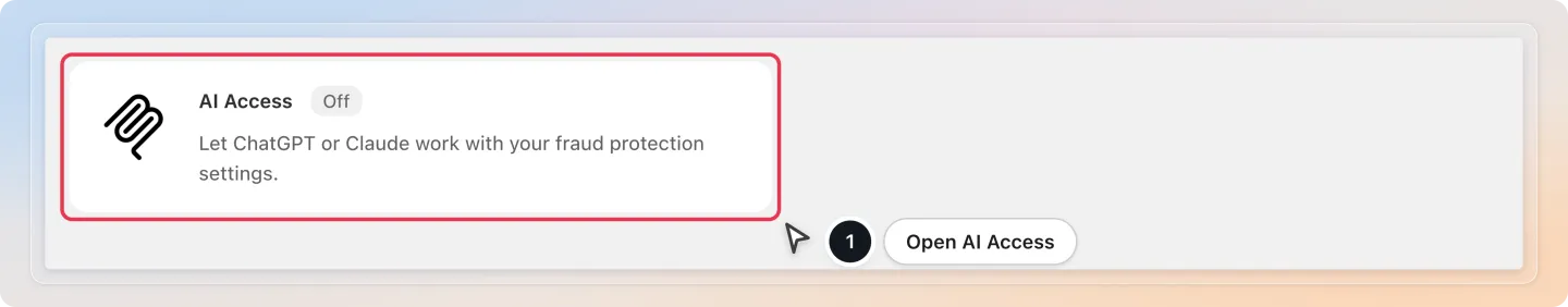 Open the AI Access card from the Integrations page