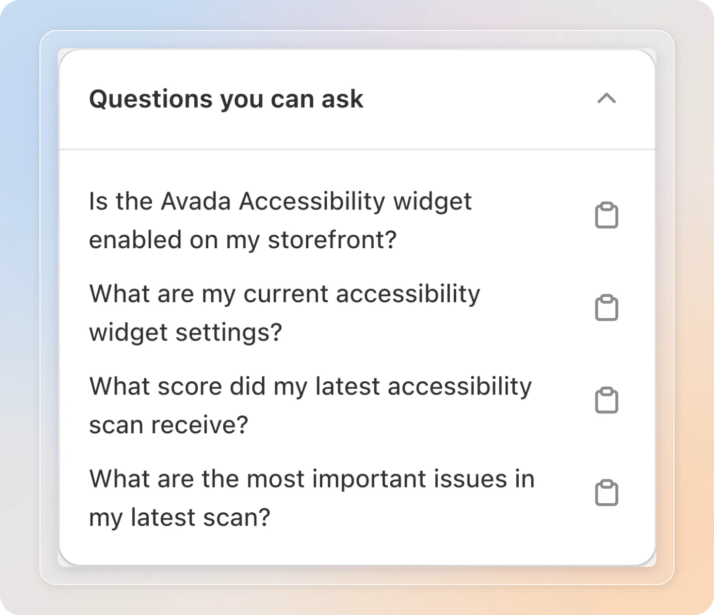Sample questions you can copy