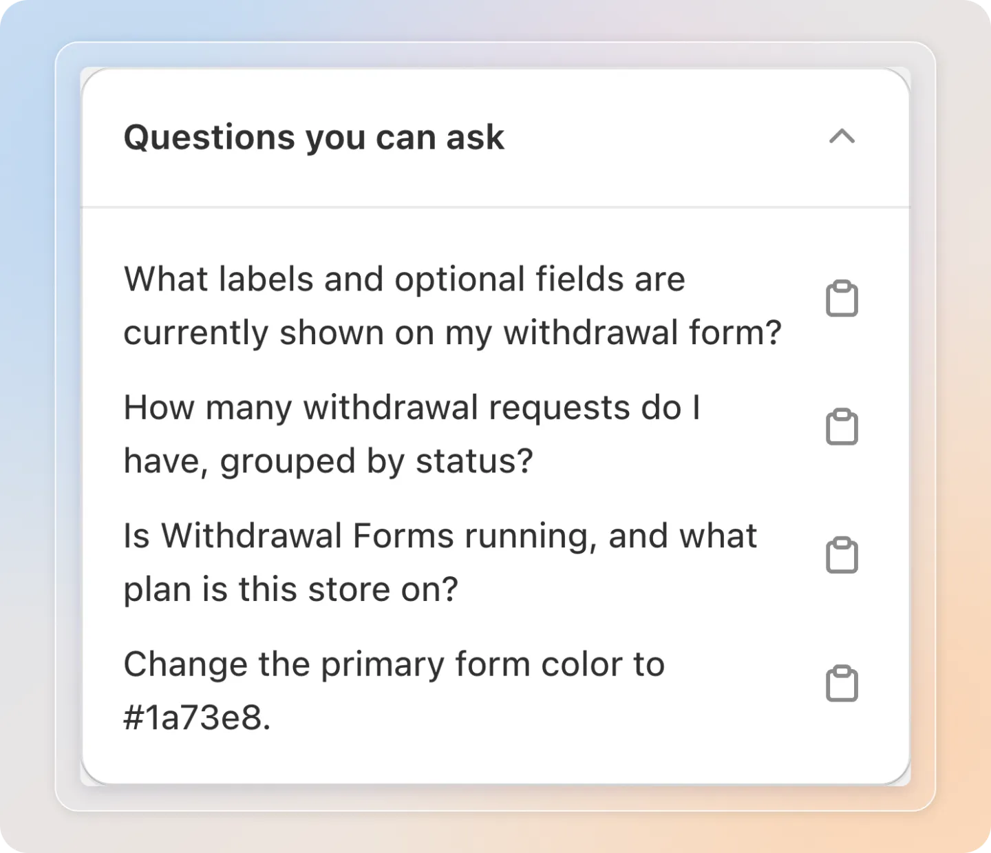 Sample questions you can copy