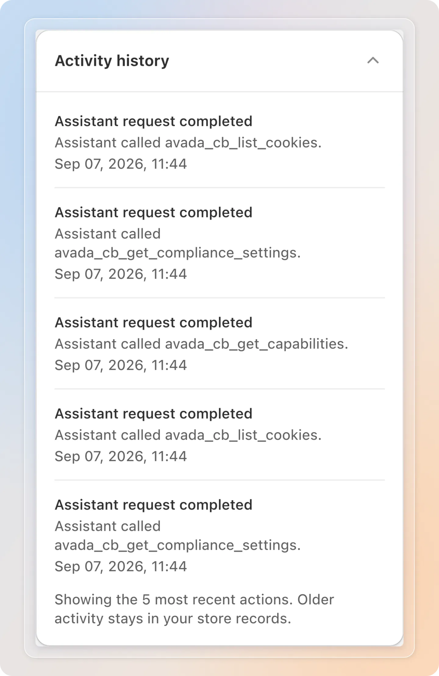 Activity history