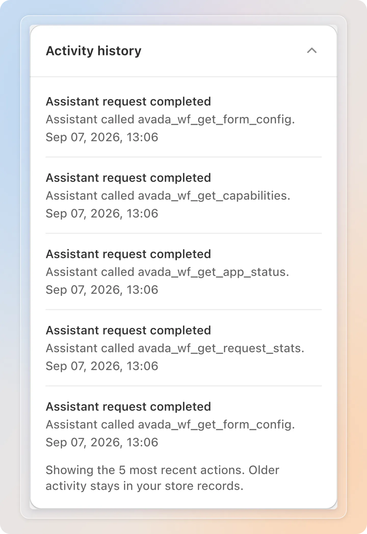 Activity history