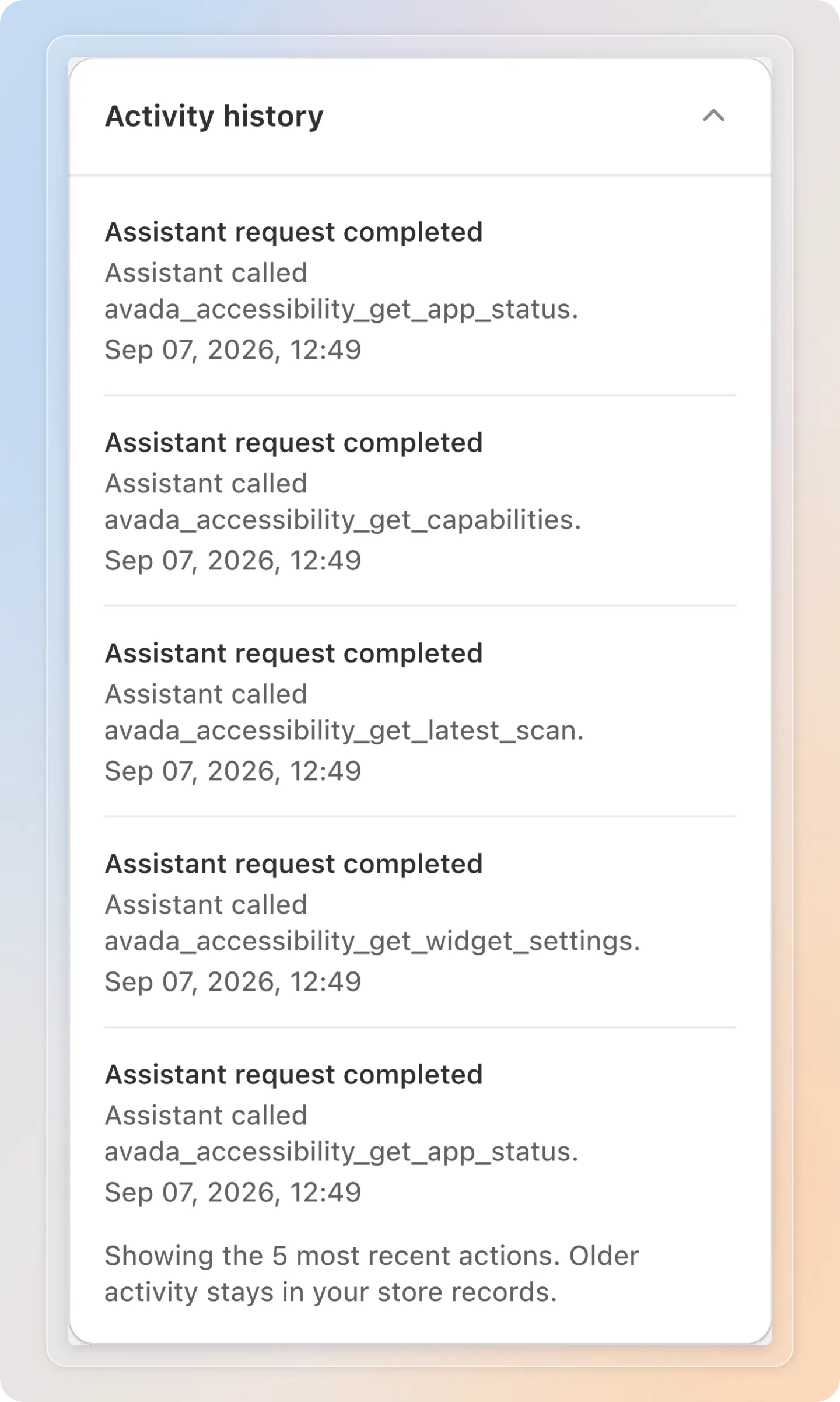 Activity history