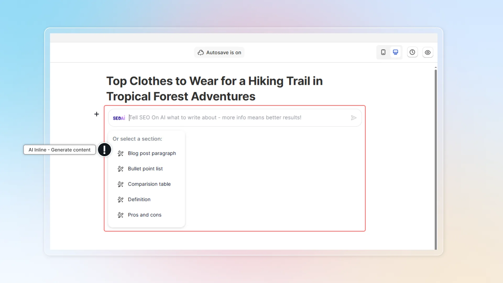 AI Inline — Generate