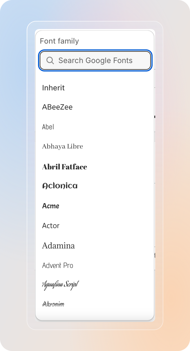 Font family picker