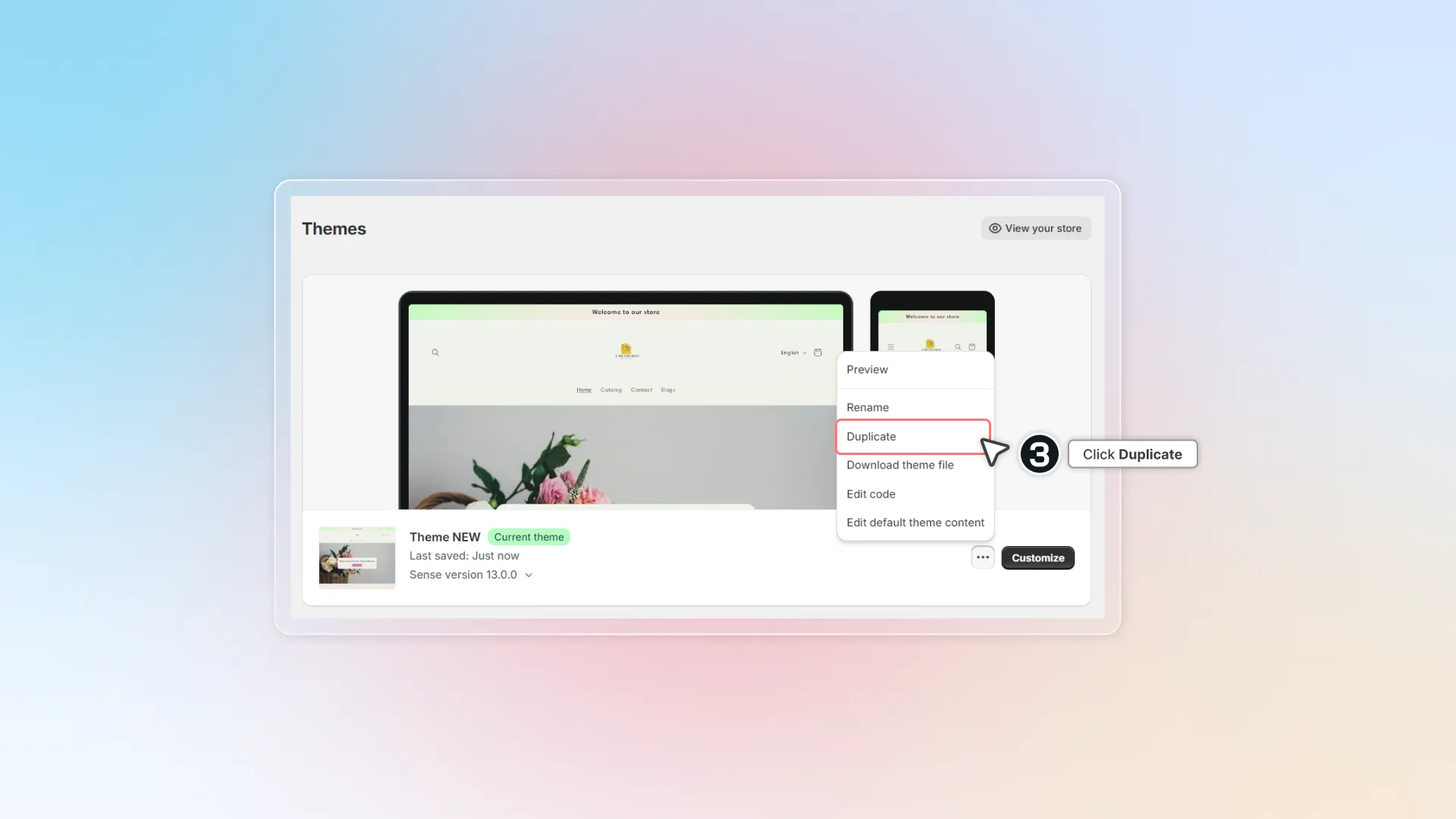 Click duplicate theme