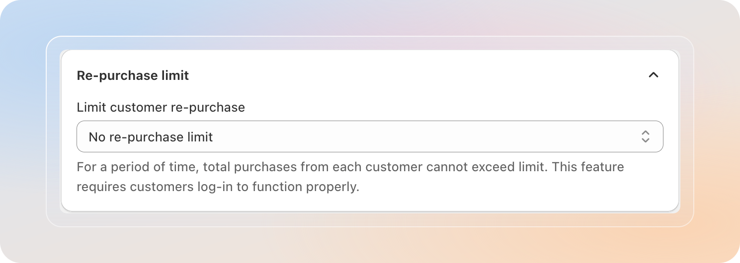 Re-purchase limit section