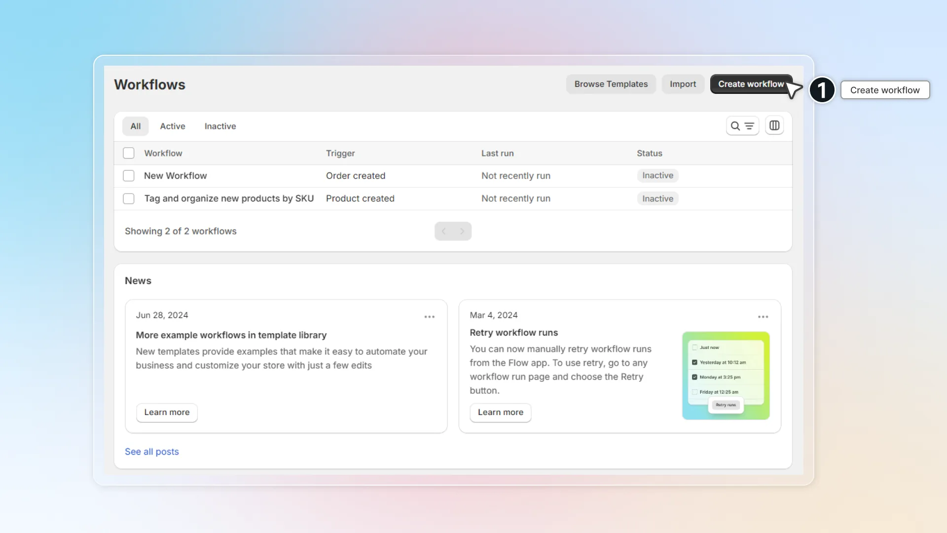 Create workflow