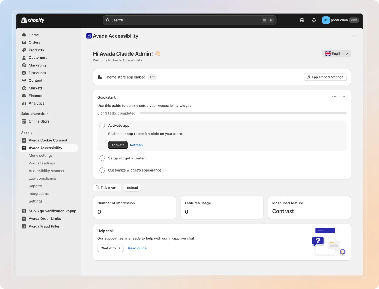 Dashboard overview