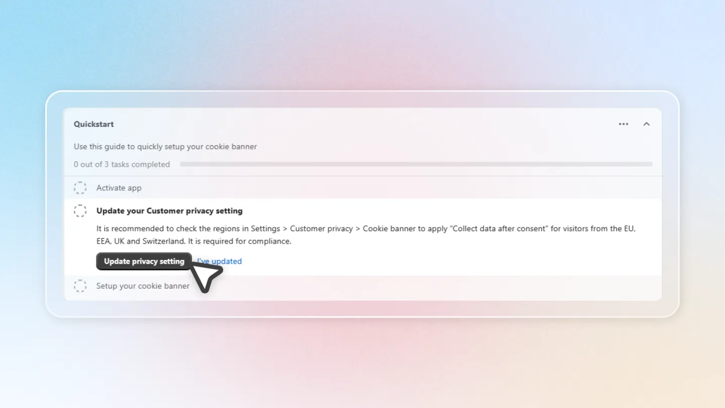 Setup cookie banner