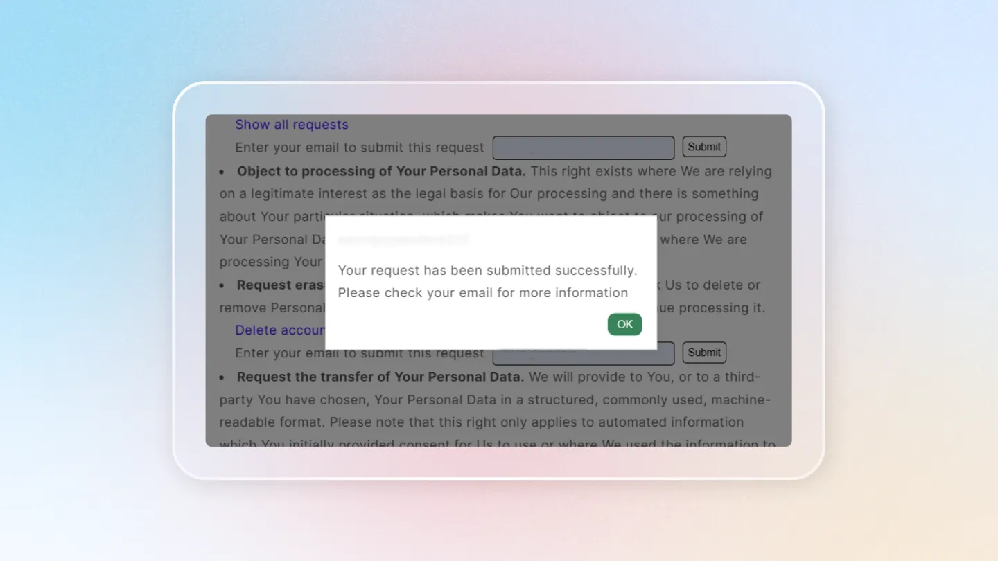 Confirmation popup