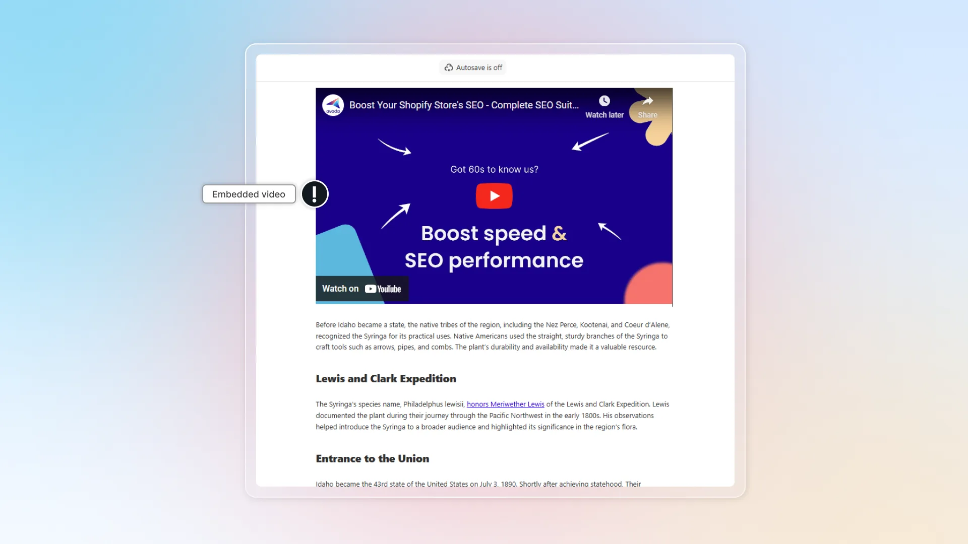Embedded videos