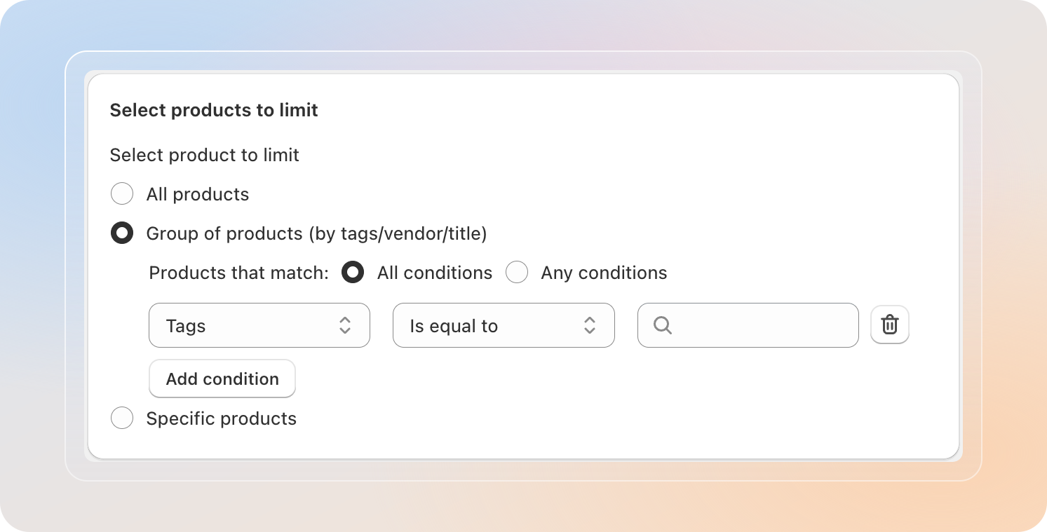 Build a product group rule