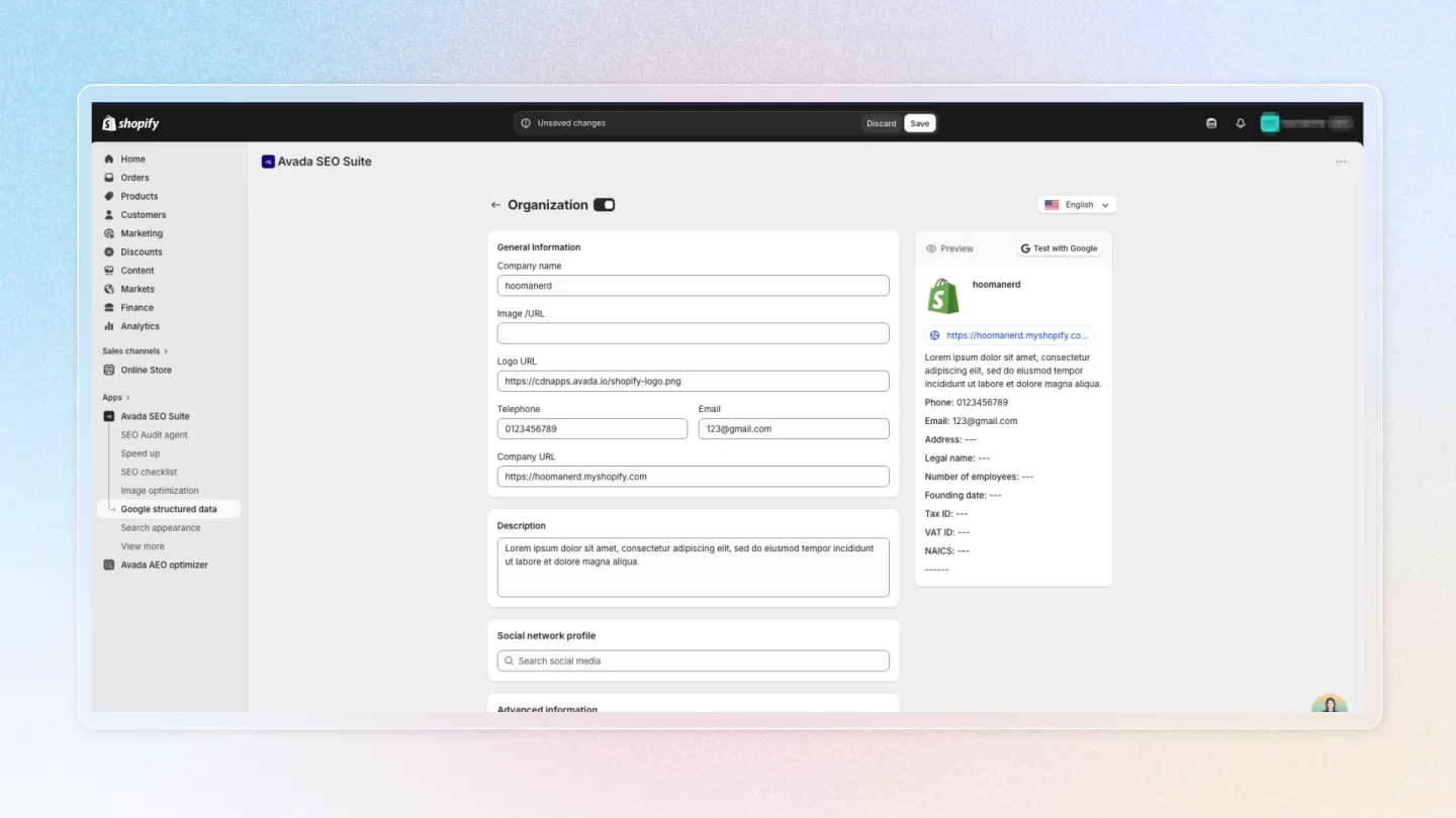 how to set up google structured data for organization