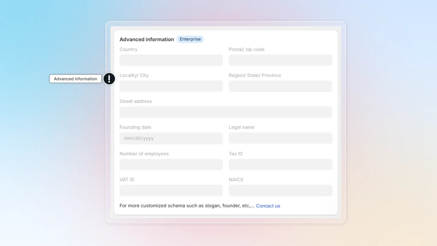 Advanced organization information for Enterprise users