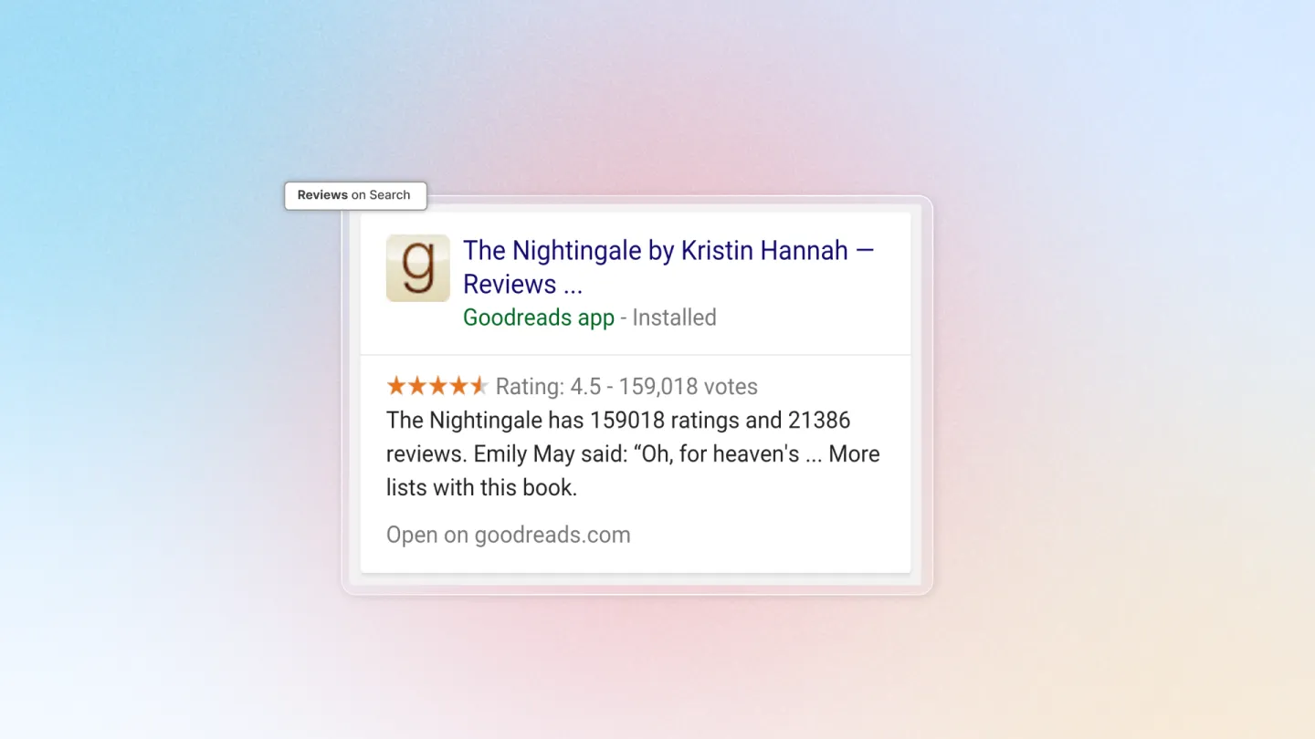 A short excerpt of a review or a rating from a review website