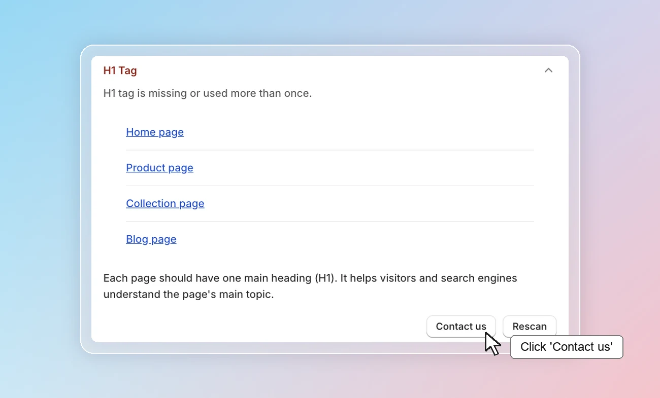 SEO checklist - H1 tag