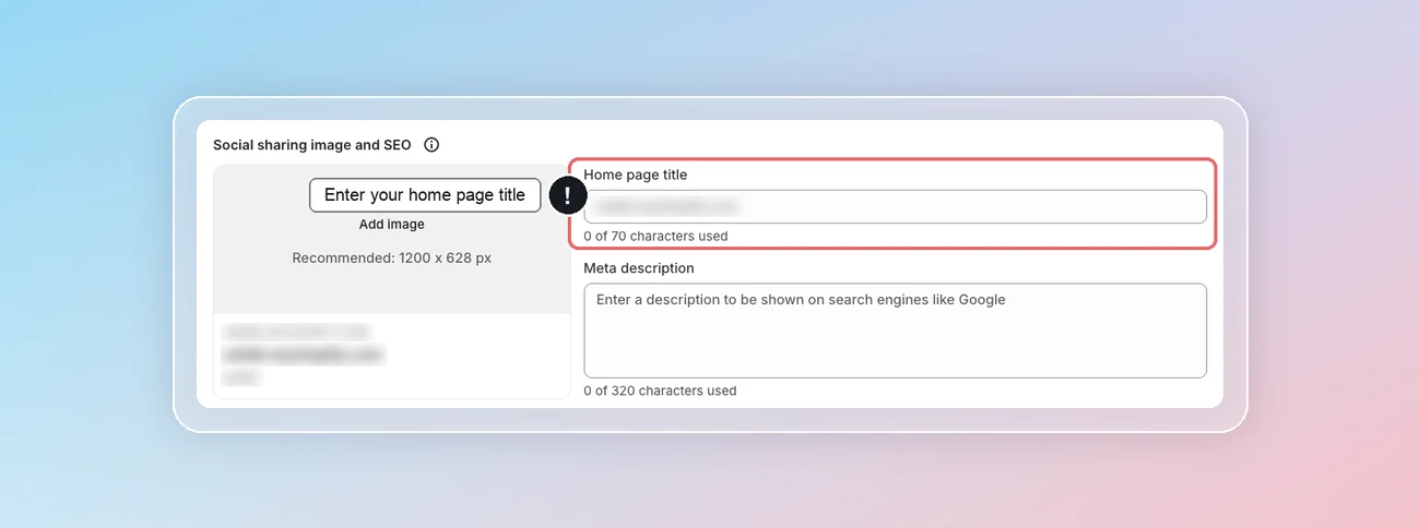 Shopify Preferences - Home page title