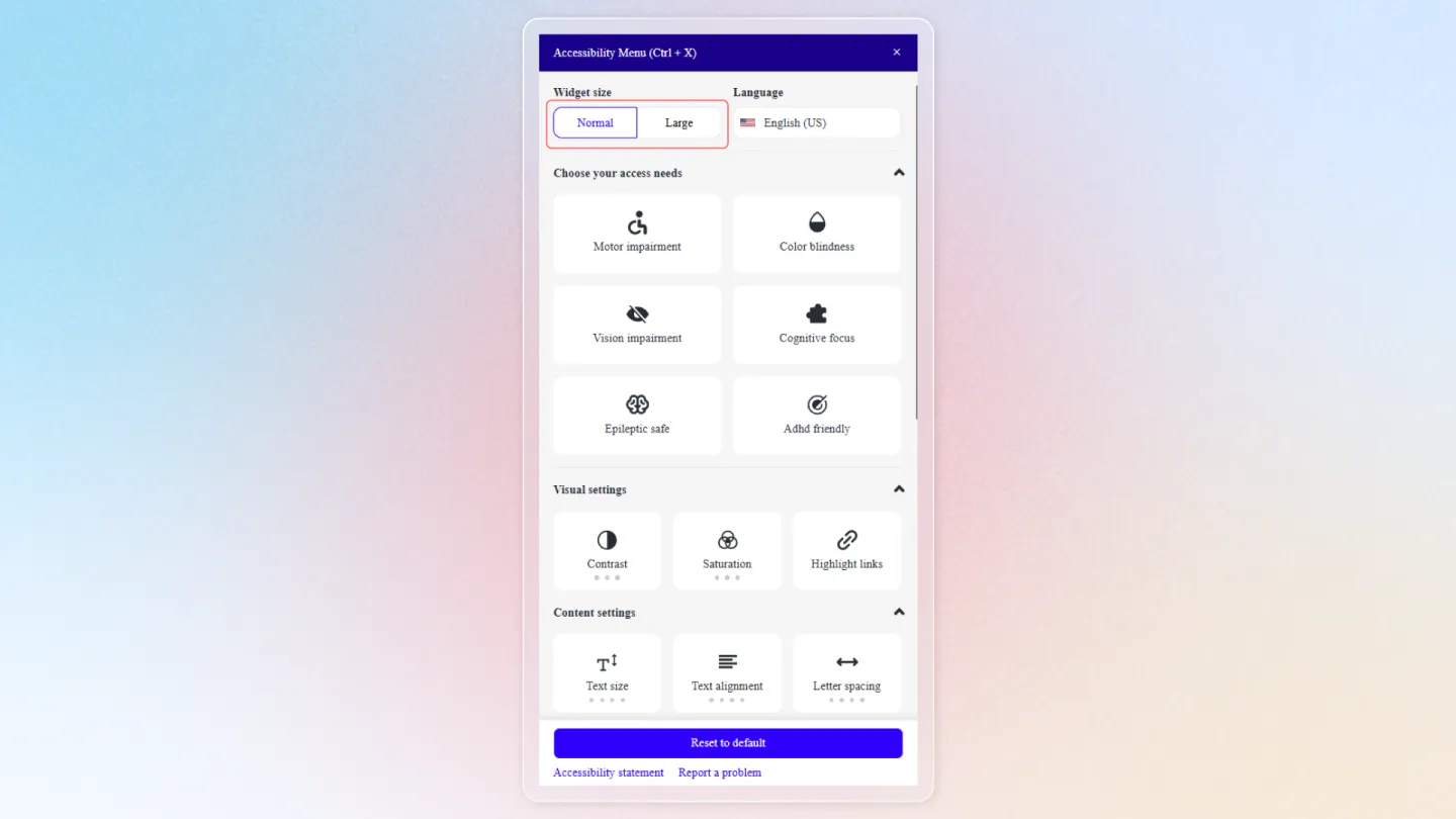 Widget language selection